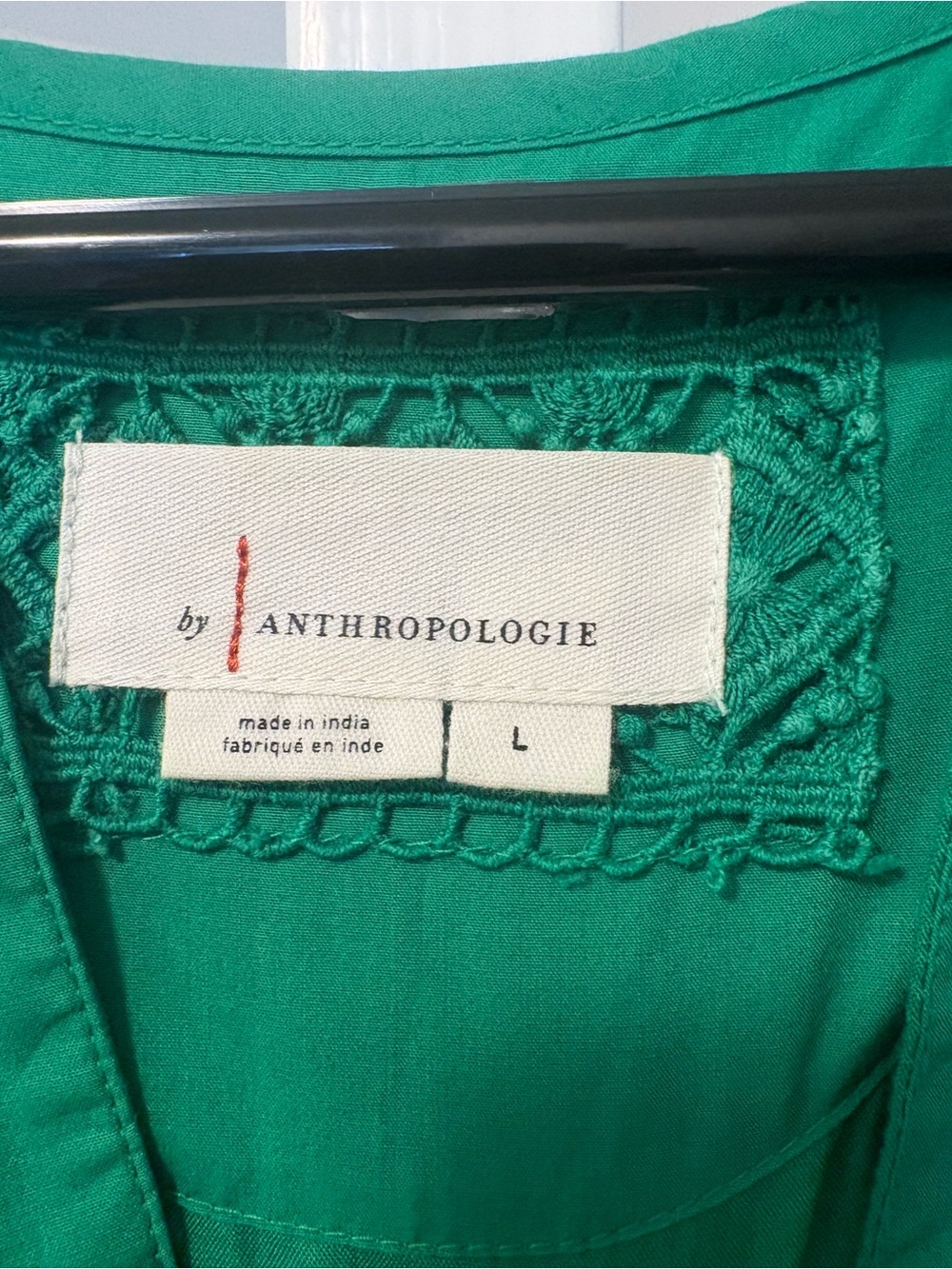 Anthropologie Emerald Green Eyelet Midi Dress - Picture 2 of 5